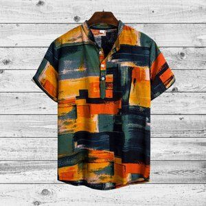 Multi-Colored Henley Shirt